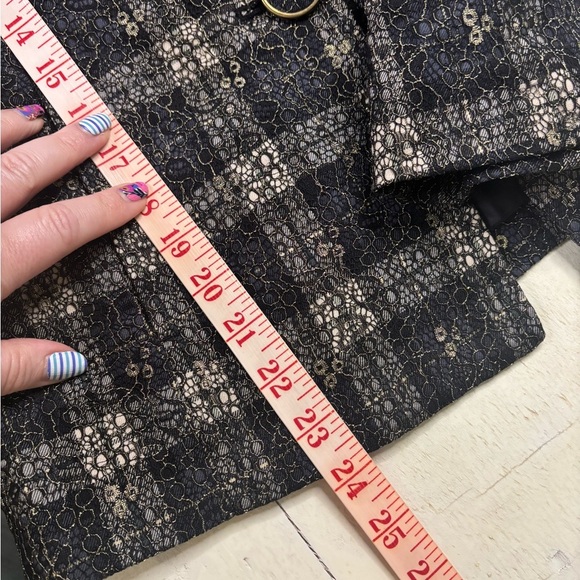CHICO'S Jacket Size 0 Small Lacey Plaid Jacket Black 3/4 Sleeves - Picture 6 of 8